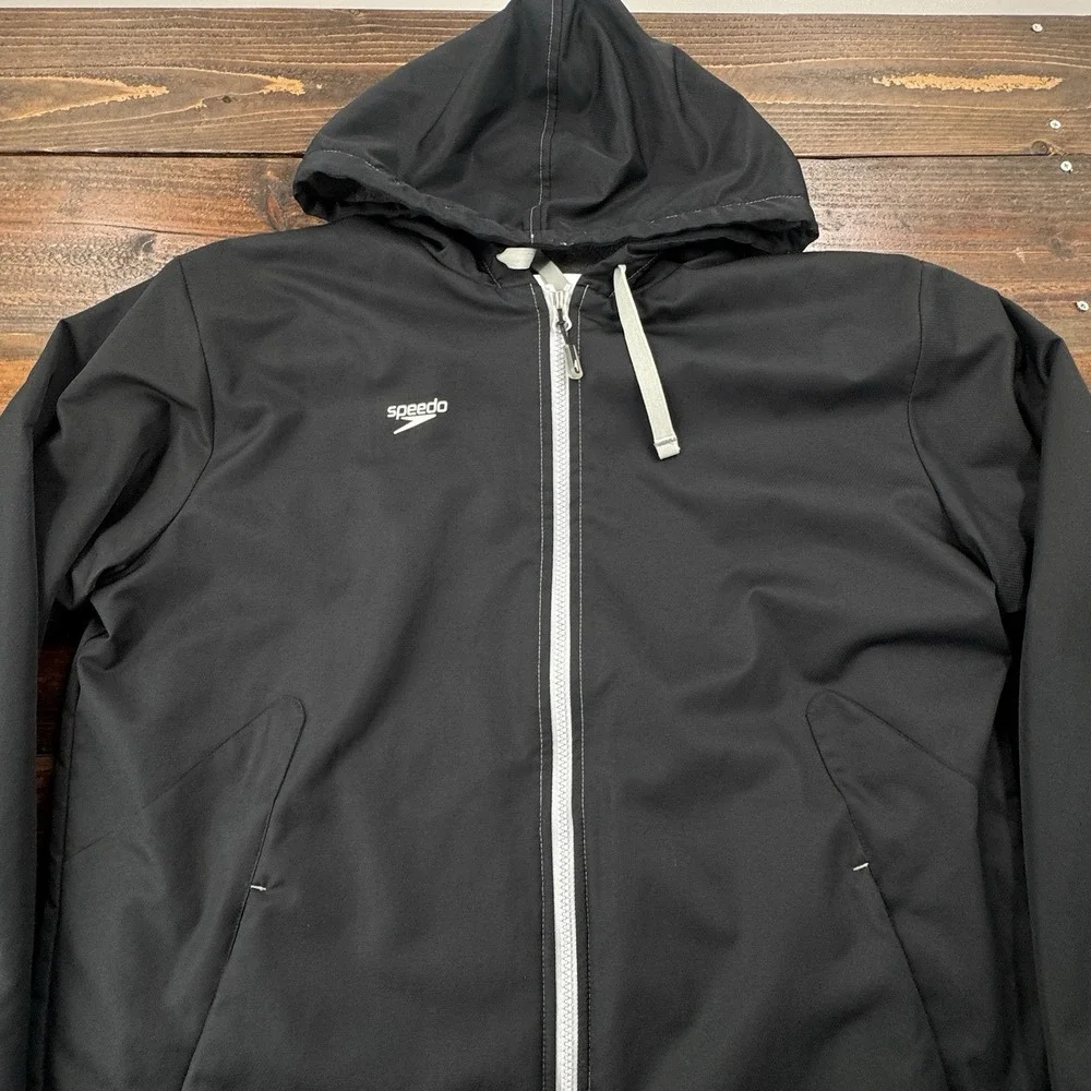 Speedo Hooded Fleece Lined Swim Team Parka Unisex Adult Swim Jacket Coverup Sz S